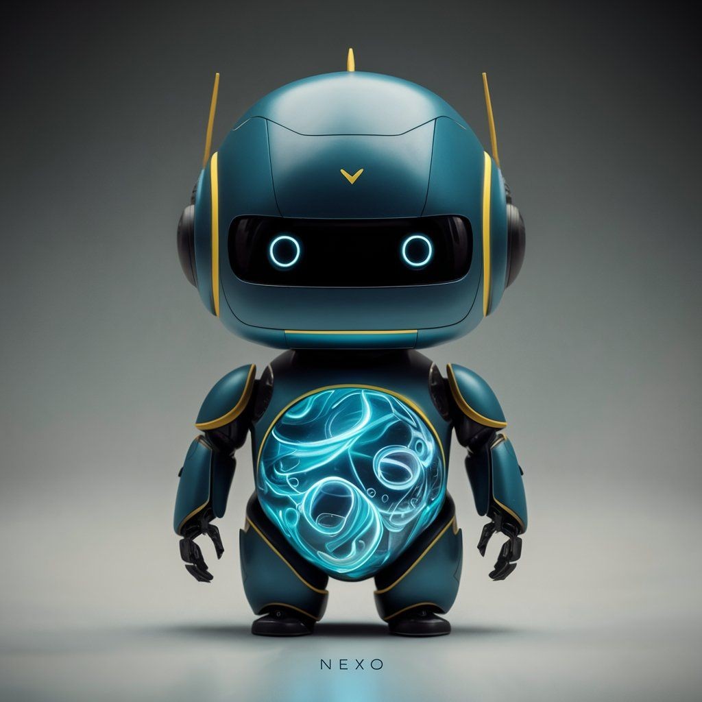 Image of Nexo, a sleek, futuristic AI robot designed to manage and grow LinkedIn accounts autonomously, representing EfficusAI's powerful AI agent for social media management and lead generation.