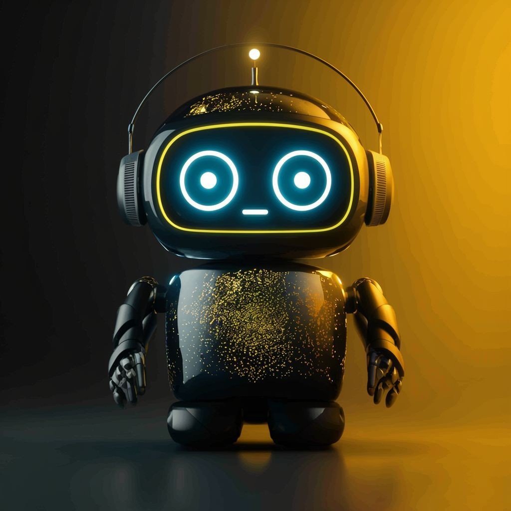 Image of Sparky, a small, yellow-themed AI robot with a friendly, approachable design, representing EfficusAI's AI agent for generating leads and providing website analysis